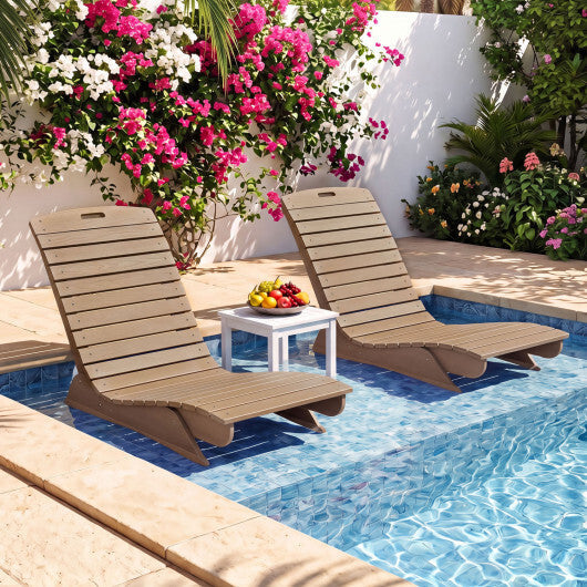 Fade-Resistant Outdoor Lounger with Contoured Shape for Deck Poolside-Brown W2B