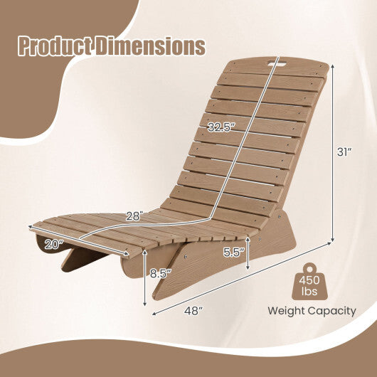 Fade-Resistant Outdoor Lounger with Contoured Shape for Deck Poolside-Brown W2B