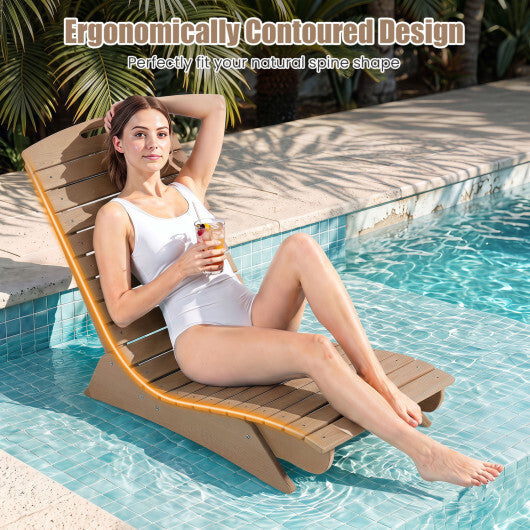 Fade-Resistant Outdoor Lounger with Contoured Shape for Deck Poolside-Brown W2B