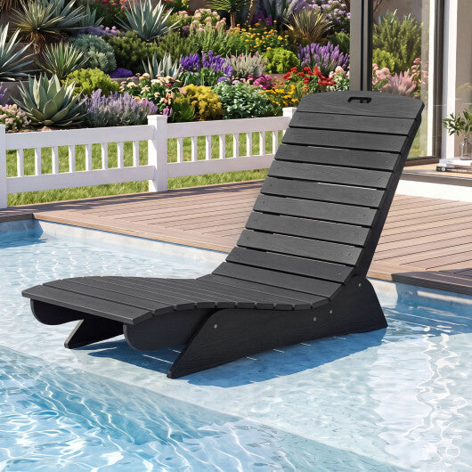 Fade-Resistant Outdoor Lounger with Contoured Shape for Deck Poolside-Brown W2B