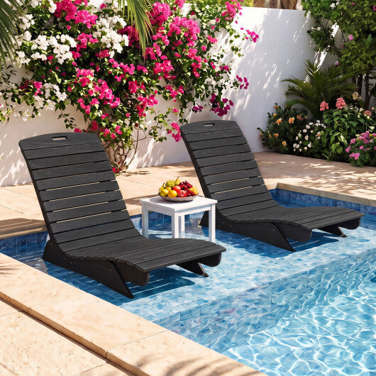 Fade-Resistant Outdoor Lounger with Contoured Shape for Deck Poolside-Brown W2B