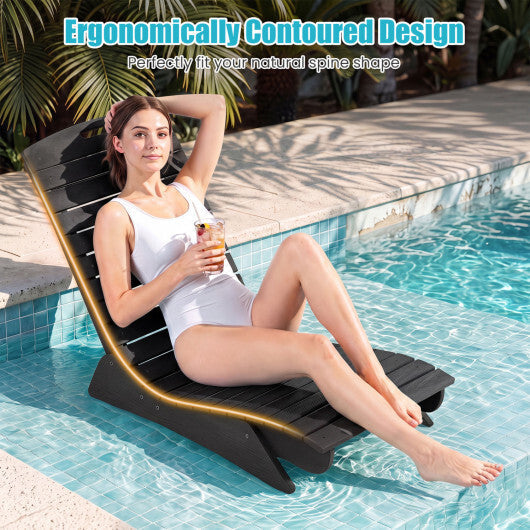 Fade-Resistant Outdoor Lounger with Contoured Shape for Deck Poolside-Brown W2B