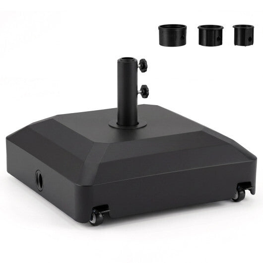 Outdoor Fillable Umbrella Base with Wheels Water Sand Weighted Umbrella Stand-Black W2B