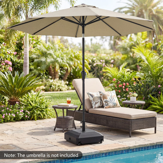 Outdoor Fillable Umbrella Base with Wheels Water Sand Weighted Umbrella Stand-Black W2B