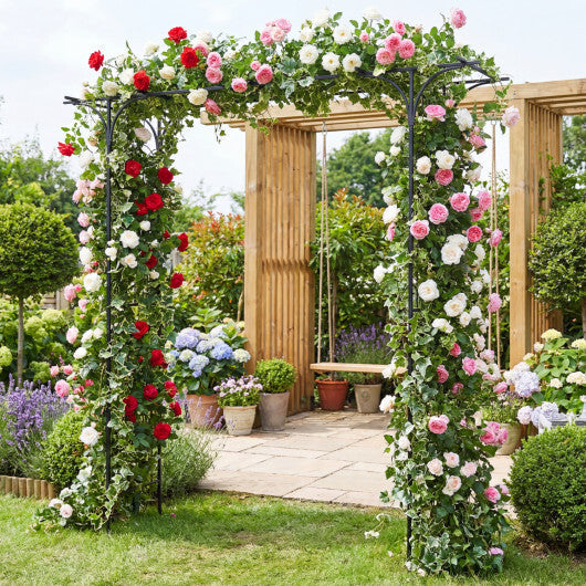 7 FT Garden Arch Arbor with Flat Top Design for Climbing Plants W2B