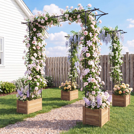 7 FT Garden Arch Arbor with Flat Top Design for Climbing Plants W2B