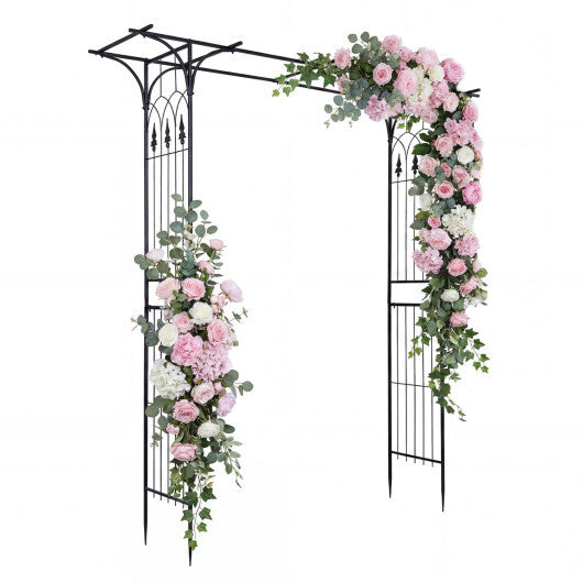7 FT Garden Arch Arbor with Flat Top Design for Climbing Plants W2B