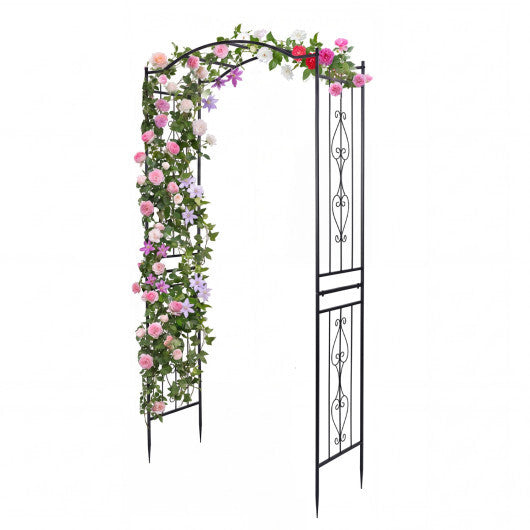 7.5 Feet Garden Arbor Heavy-Duty Metal Arch Trellis with Curved Roof W2B