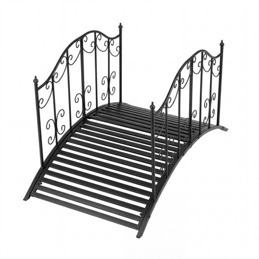 3.9 ft Garden Metal Bridge with Dual Patterned Side Rails W2B
