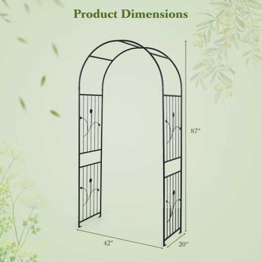 Garden Arch 87 Inches Tall Heavy Duty Metal Arbor Trellis Archway for Climbing Plants W2B