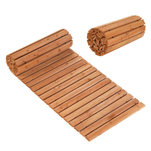 8 FT Wooden Garden Pathway with Non-Slip Surface for Patio-Natural W2B