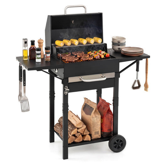 Charcoal Grill with 2 Side Tables & Adjustable Chimney 284 sq.in W2B
