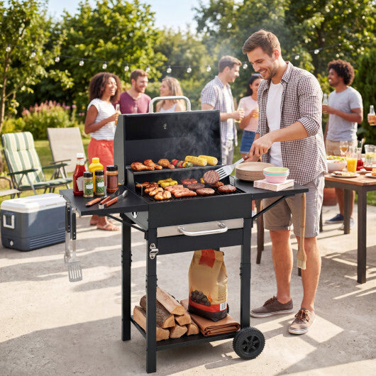 Charcoal Grill with 2 Side Tables & Adjustable Chimney 284 sq.in W2B