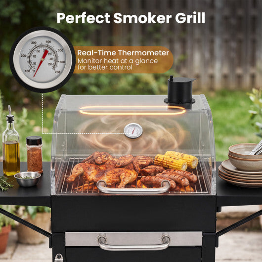 Charcoal Grill with 2 Side Tables & Adjustable Chimney 284 sq.in W2B