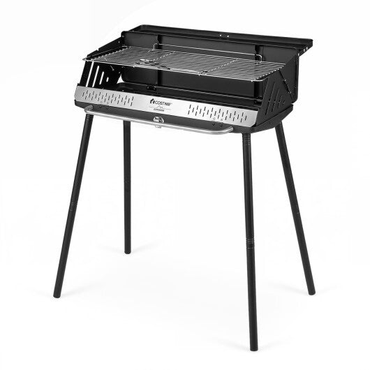Portable Charcoal Grill with Detachable Legs  Adjustable Grate and Carrying Bag W2B