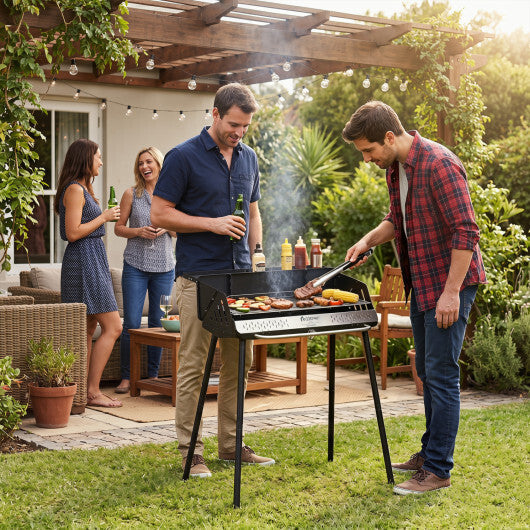 Portable Charcoal Grill with Detachable Legs  Adjustable Grate and Carrying Bag W2B