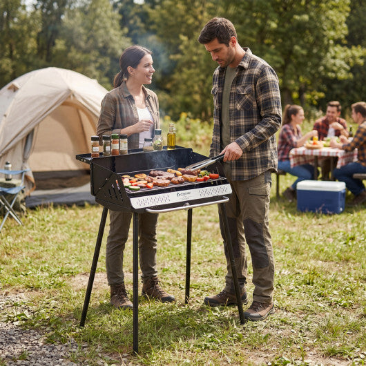 Portable Charcoal Grill with Detachable Legs  Adjustable Grate and Carrying Bag W2B