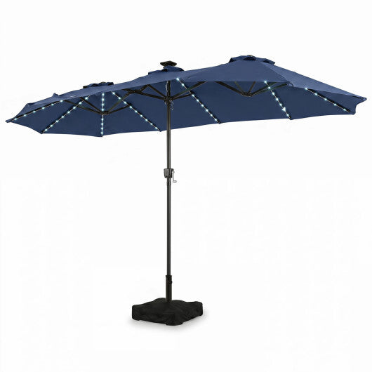 13 FT Double-Sided Patio Umbrella with 108 LED Lights and Base Included-Tan W2B