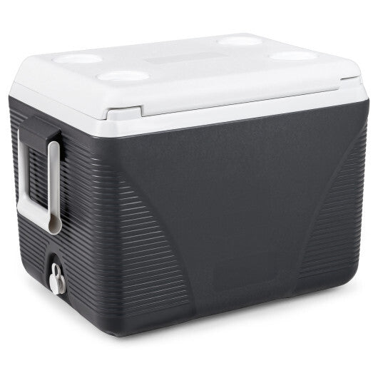 43.3 Quart Portable Hard Coolerwith Handles and 4 Cup Holders-Black W2B