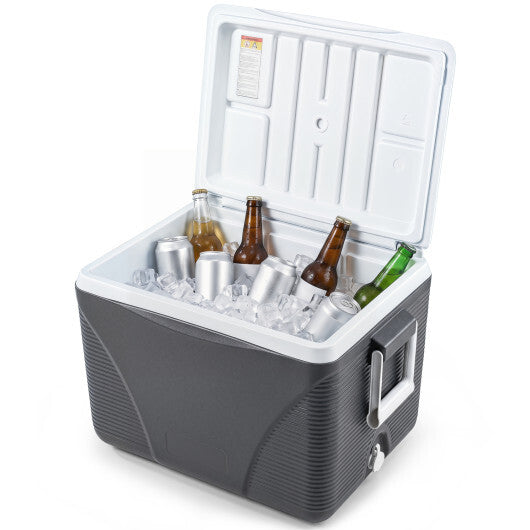 43.3 Quart Portable Hard Coolerwith Handles and 4 Cup Holders-Black W2B