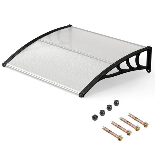 39 x 30 Inch Outdoor Front Door Window Awning Door Canopy Exterior-Black W2B