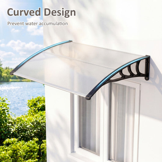39 x 30 Inch Outdoor Front Door Window Awning Door Canopy Exterior-Black W2B