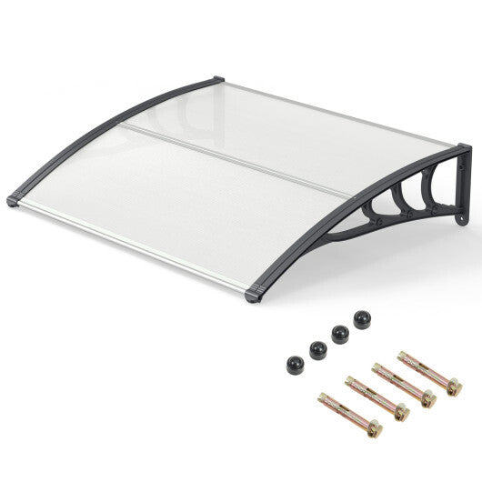 39 x 30 Inch Outdoor Front Door Window Awning Door Canopy Exterior-Black W2B
