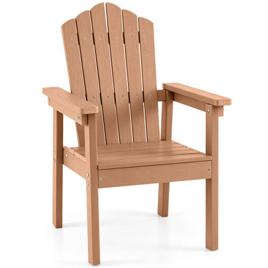 Outdoor Adirondack Chair with High Backrest and Wide Armrests for Deck Poolside-Brown W2B