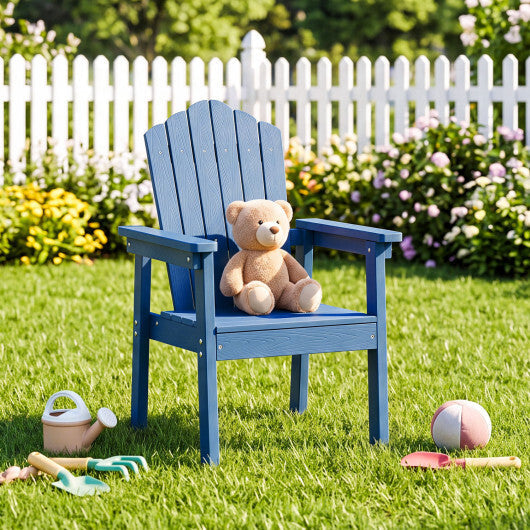 Outdoor Adirondack Chair with High Backrest and Wide Armrests for Deck Poolside-Brown W2B