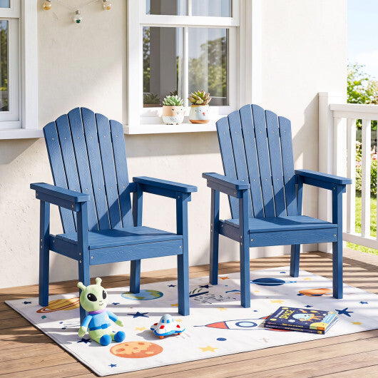 Outdoor Adirondack Chair with High Backrest and Wide Armrests for Deck Poolside-Brown W2B