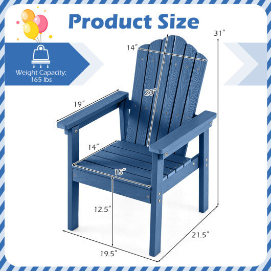 Outdoor Adirondack Chair with High Backrest and Wide Armrests for Deck Poolside-Brown W2B