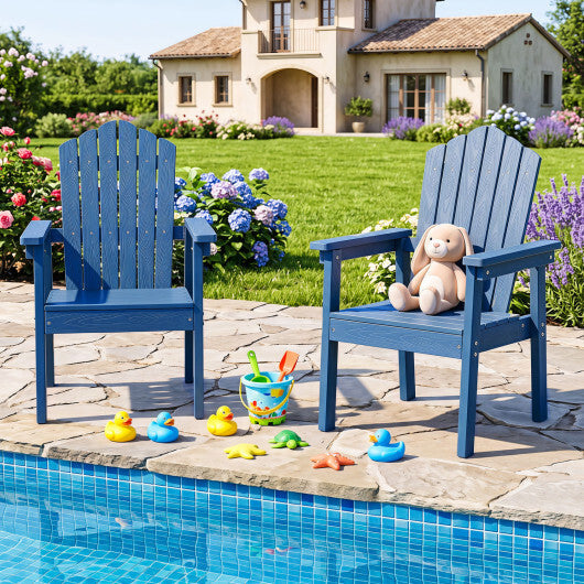 Outdoor Adirondack Chair with High Backrest and Wide Armrests for Deck Poolside-Brown W2B