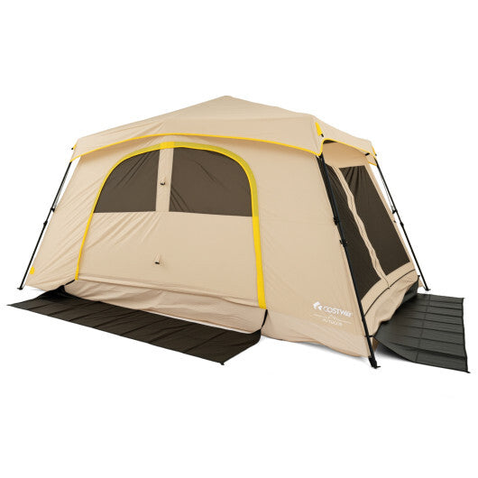 10 Person Instant Cabin Camping Tent with Rainfly 13 ft x 9 ft Portable Large Family Tent-Coffee W2B