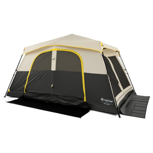10 Person Instant Cabin Camping Tent with Rainfly 13 ft x 9 ft Portable Large Family Tent-Coffee W2B