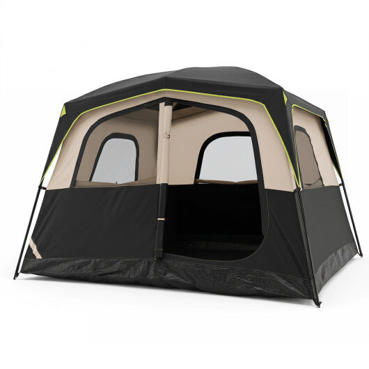 6-Person Camping Tent Easy Setup Family Cabin Tent with Top Rainfly Mesh Windows-Blue W2B