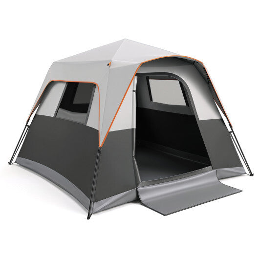 6-Person Outdoor Camping Tent Blackout Easy Setup Instant Cabin Tent with Rainfly and Carrying Bag-Grey W2B