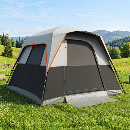 6-Person Outdoor Camping Tent Blackout Easy Setup Instant Cabin Tent with Rainfly and Carrying Bag-Grey W2B