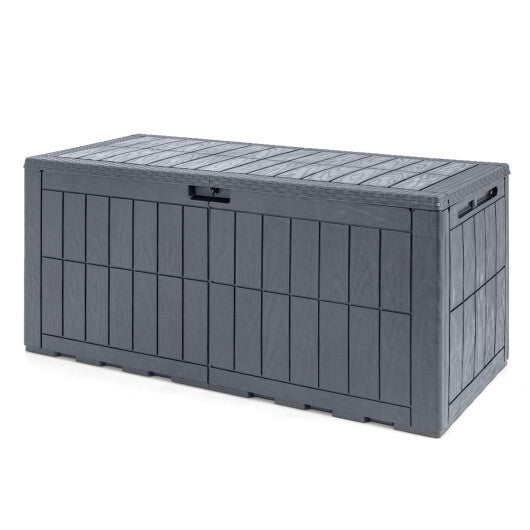 120 Gal Outdoor Deck Box with Lid and Handles for Garden Tools-Brown W2B