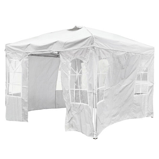 10 x 10 FT Pop Up Canopy Tent with 4 Sidewalls and Adjustable Height Waterproof-White W2B