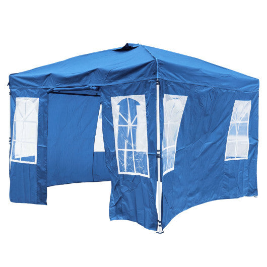 10 x 10 FT Pop Up Canopy Tent with 4 Sidewalls and Adjustable Height Waterproof-White W2B