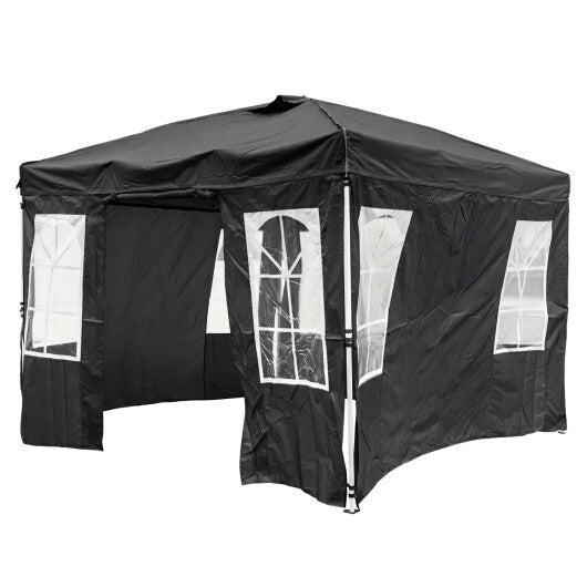 10 x 10 FT Pop Up Canopy Tent with 4 Sidewalls and Adjustable Height Waterproof-White W2B