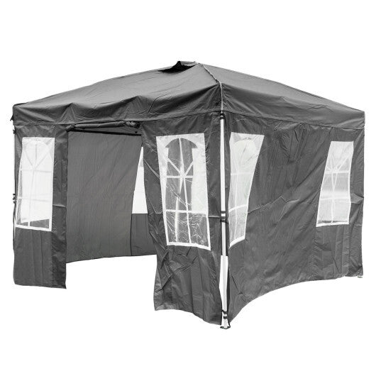 10 x 10 FT Pop Up Canopy Tent with 4 Sidewalls and Adjustable Height Waterproof-White W2B