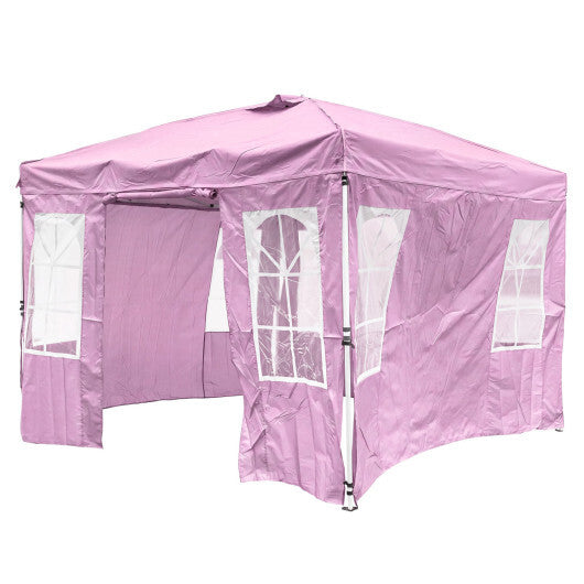 10 x 10 FT Pop Up Canopy Tent with 4 Sidewalls and Adjustable Height Waterproof-White W2B