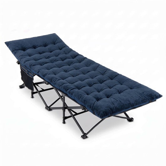 Camping Cot for Adults with Soft Padded Mat and Carrying Bag-Navy W2B