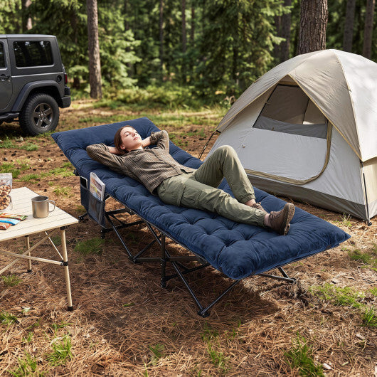 Camping Cot for Adults with Soft Padded Mat and Carrying Bag-Navy W2B