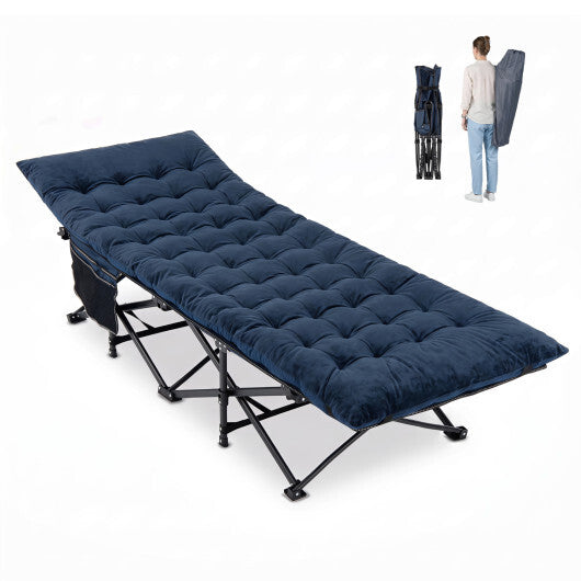 Camping Cot for Adults with Soft Padded Mat and Carrying Bag-Navy W2B