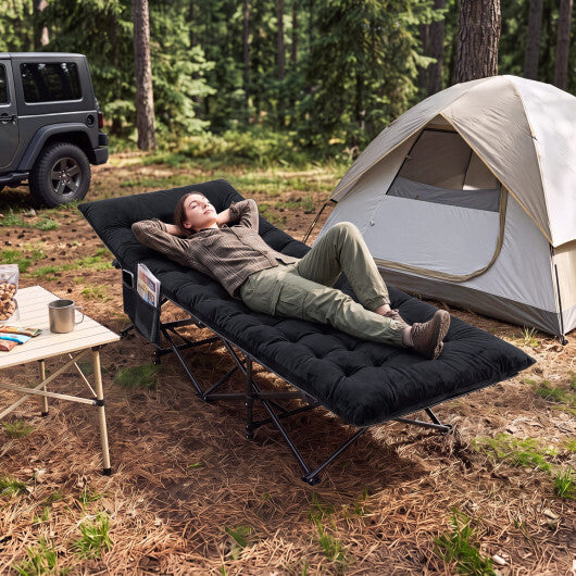 Camping Cot for Adults with Soft Padded Mat and Carrying Bag-Navy W2B