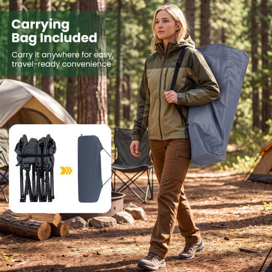 Camping Cot with  Padded Pillow and Storage Pouch for Camping Travel-Gray W2B