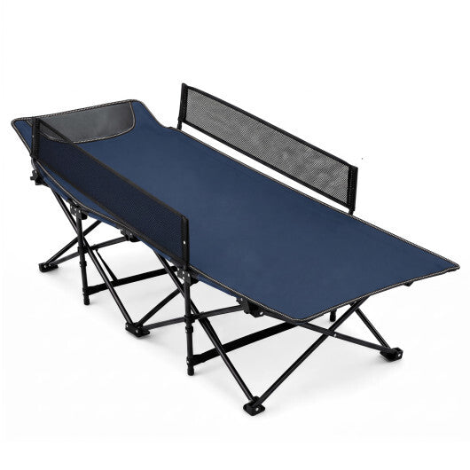 Portable Travel Toddler Cot Bed with Guardrail for Outdoor Indoor-Navy W2B