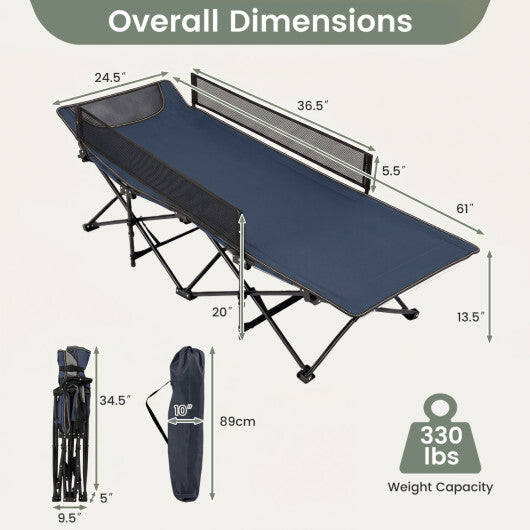 Portable Travel Toddler Cot Bed with Guardrail for Outdoor Indoor-Navy W2B